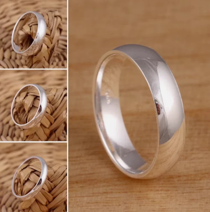 925 Sterling Silver, Solid Silver, Band Ring, Unisex, Plain Domed Band