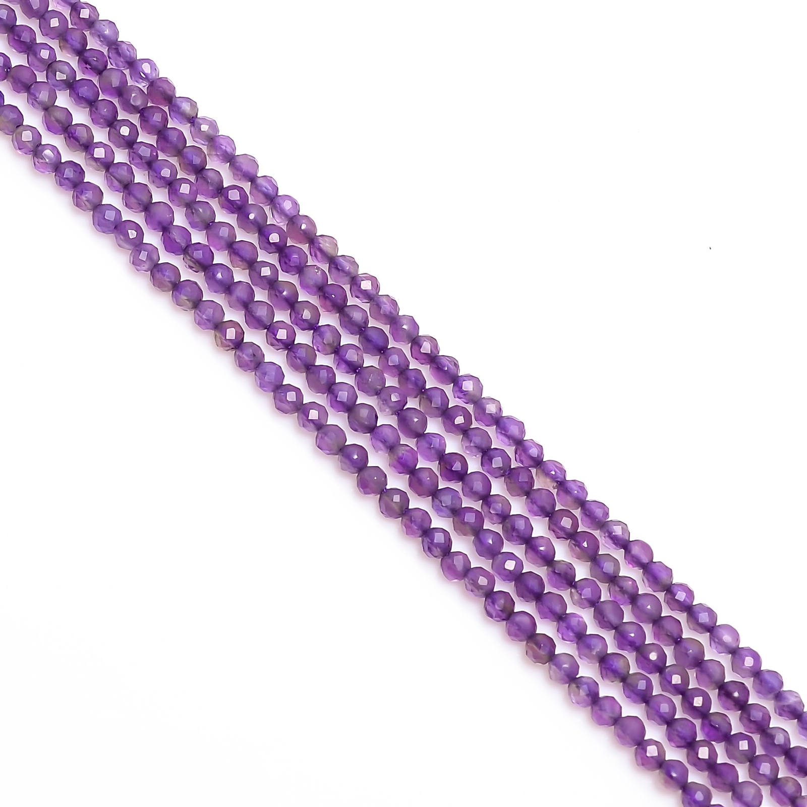 2.5.mm Natural Amethyst Faceted Round Beads For Jewelry 33 cm Strand EB-7
