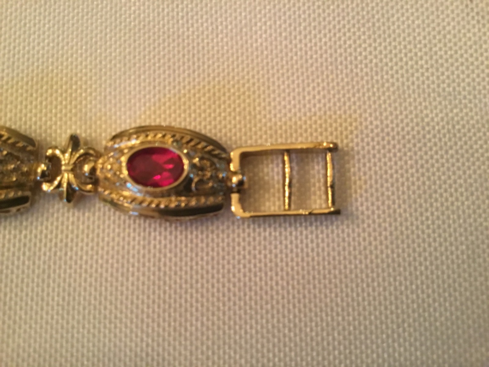 10KT Synthetic Ruby Bracelet -18.52 Grams- Adjustable Clasp- Wear or Scrap
