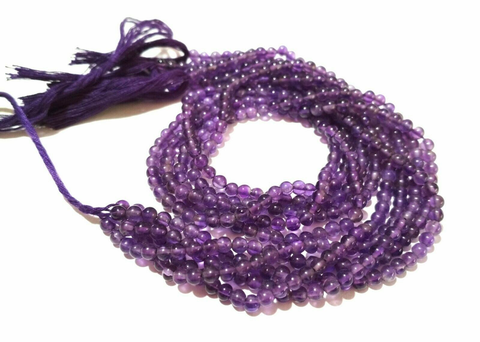 10 Strand Natural Amethyst Round Ball Smooth 4-4.5mm Loose Beads 12″inch