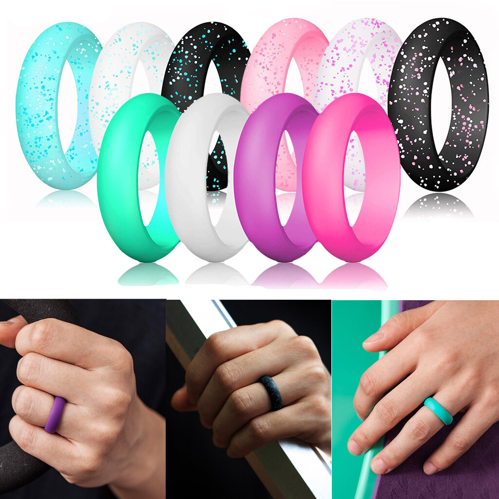 10 Pcs/Set Womens Silicone Wedding Ring Rubber Band Durable Comfortable NEW