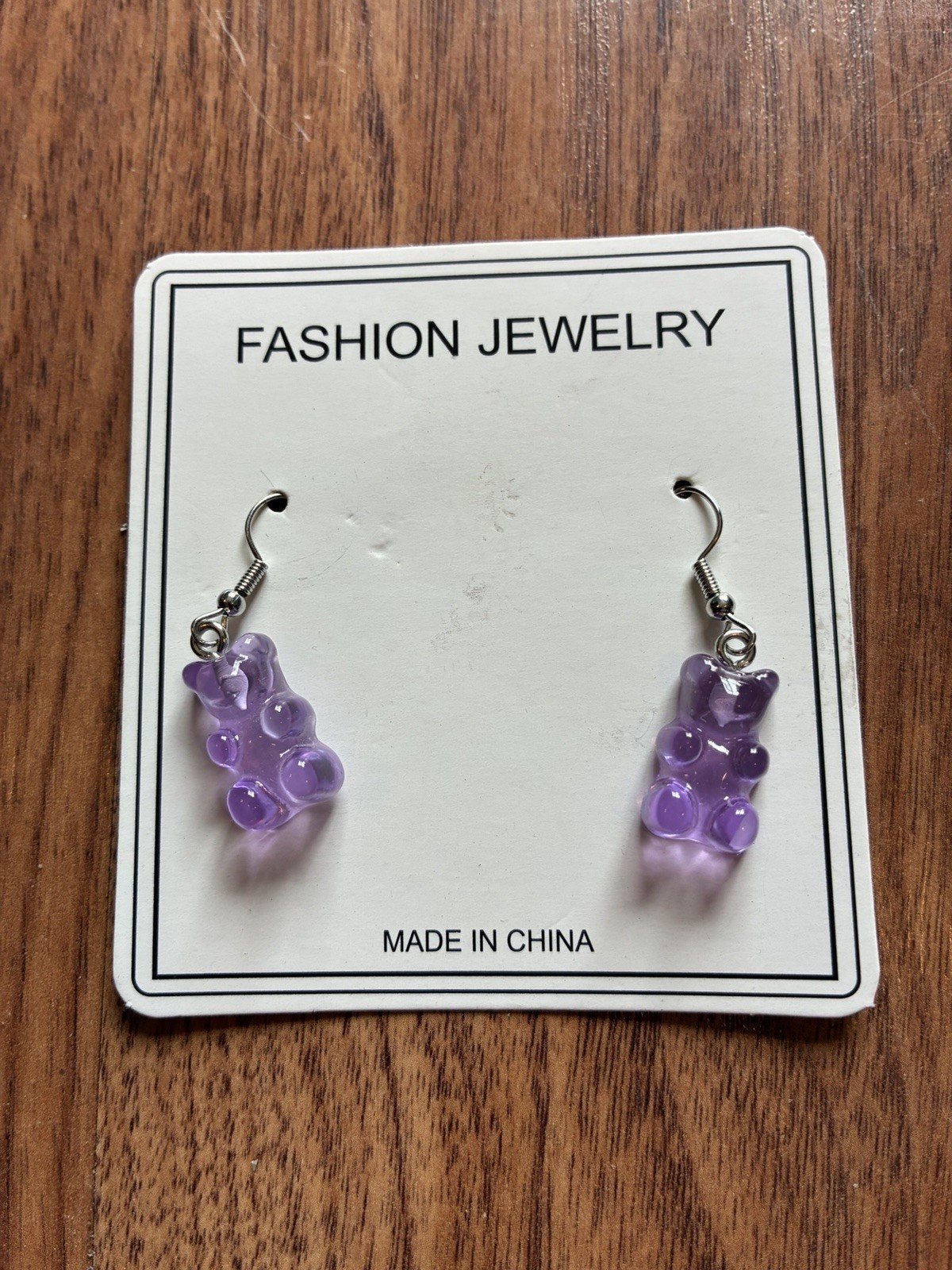 New Pair Of Purple Pierced Gummy Bear Earrings