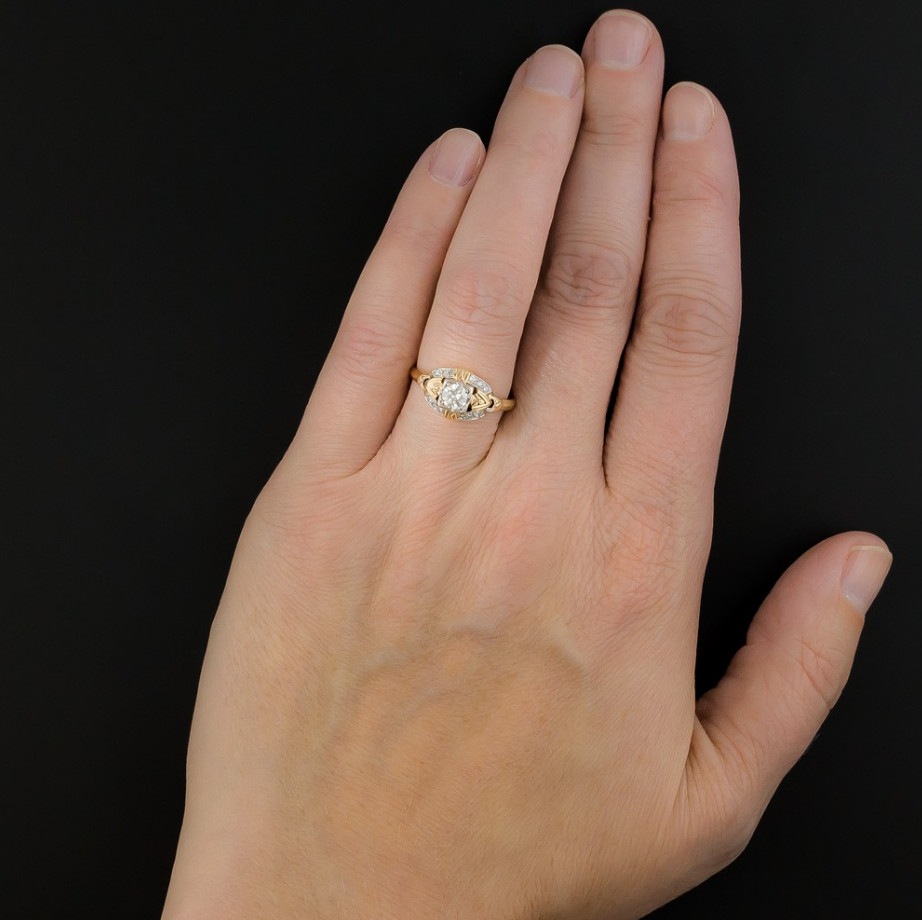 14K Two Tone Gold Over 1Ct Lab-Created Diamond Art Deco Engagement Wedding Ring