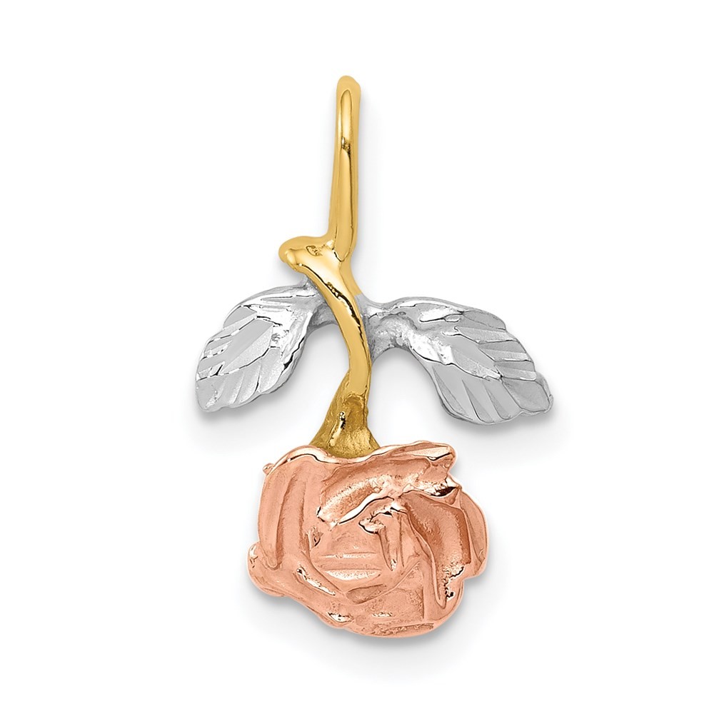 14k Solid White and Rose Rhodium Rose Chain Slide Necklace 0.7g Womens Garden