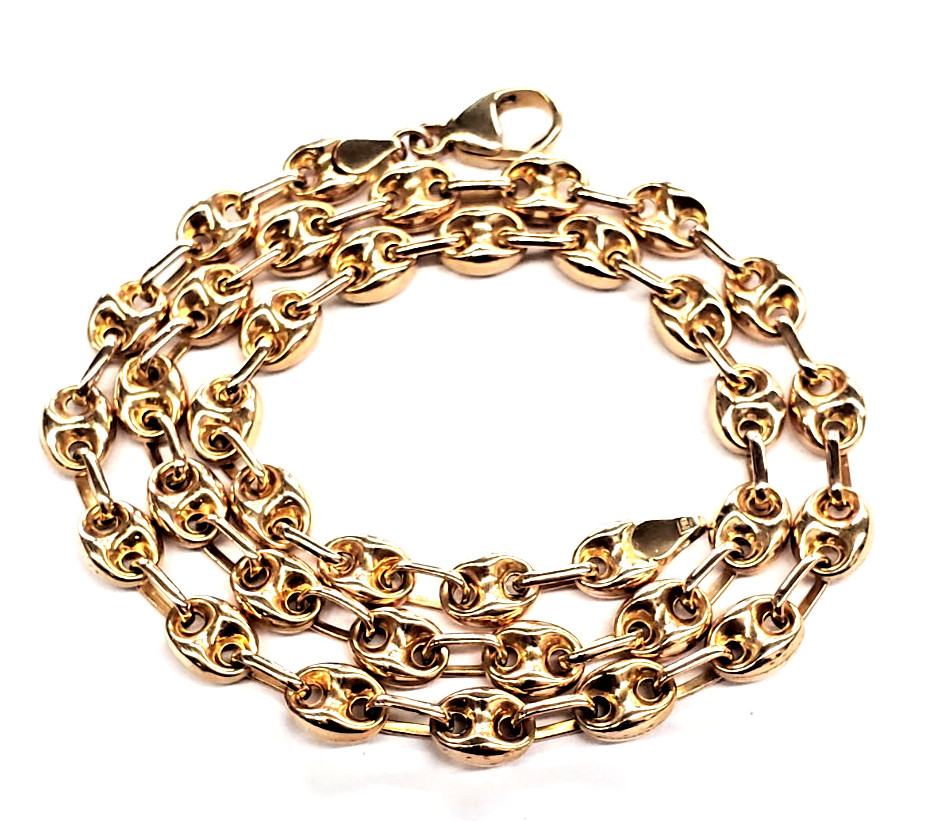 14K Yellow Gold 16-1/4″ Puffed Anchor/Mariner Chain -14.1 grams