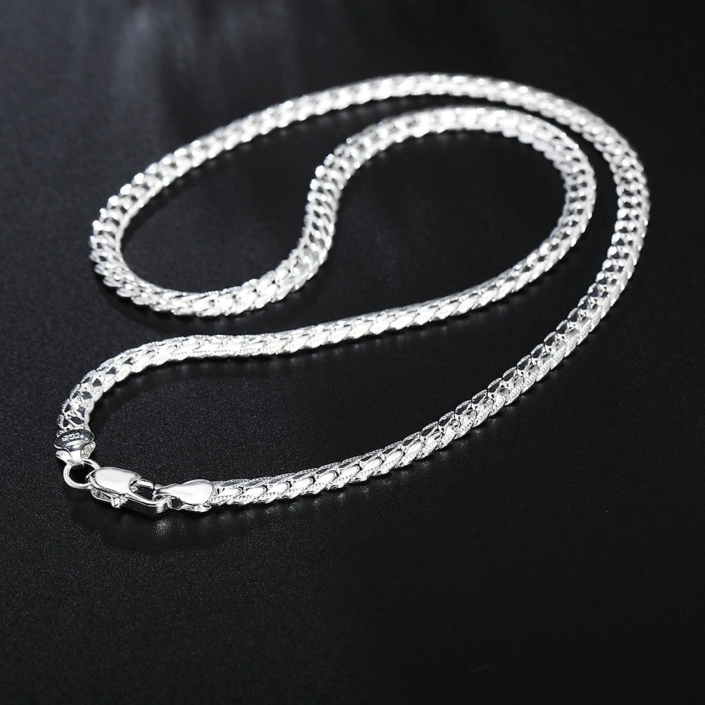 925 Sterling Solid Silver Chain Necklace Jewelry for Women Men Fashion Gift