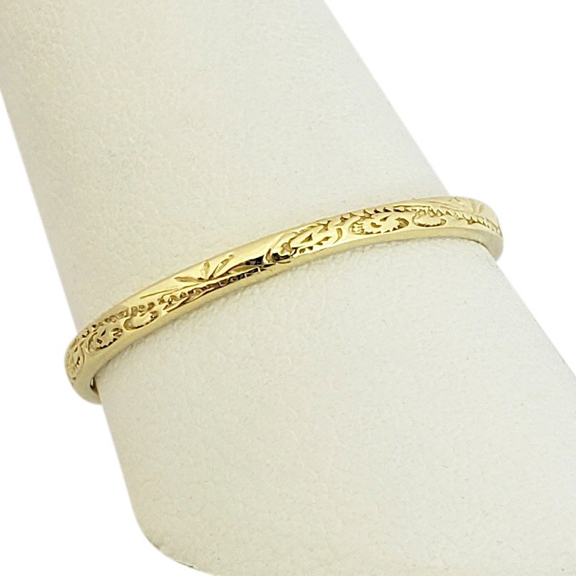 Solid 10K Women’s Yellow Gold Engraved Hawaiian Scroll Ring 2mm Midi Size 1 – 12
