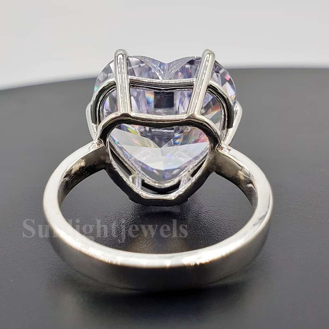 RARE 7.20 Ct Certified Heart Cut Solitaire White Treated Diamond 925 Silver Ring