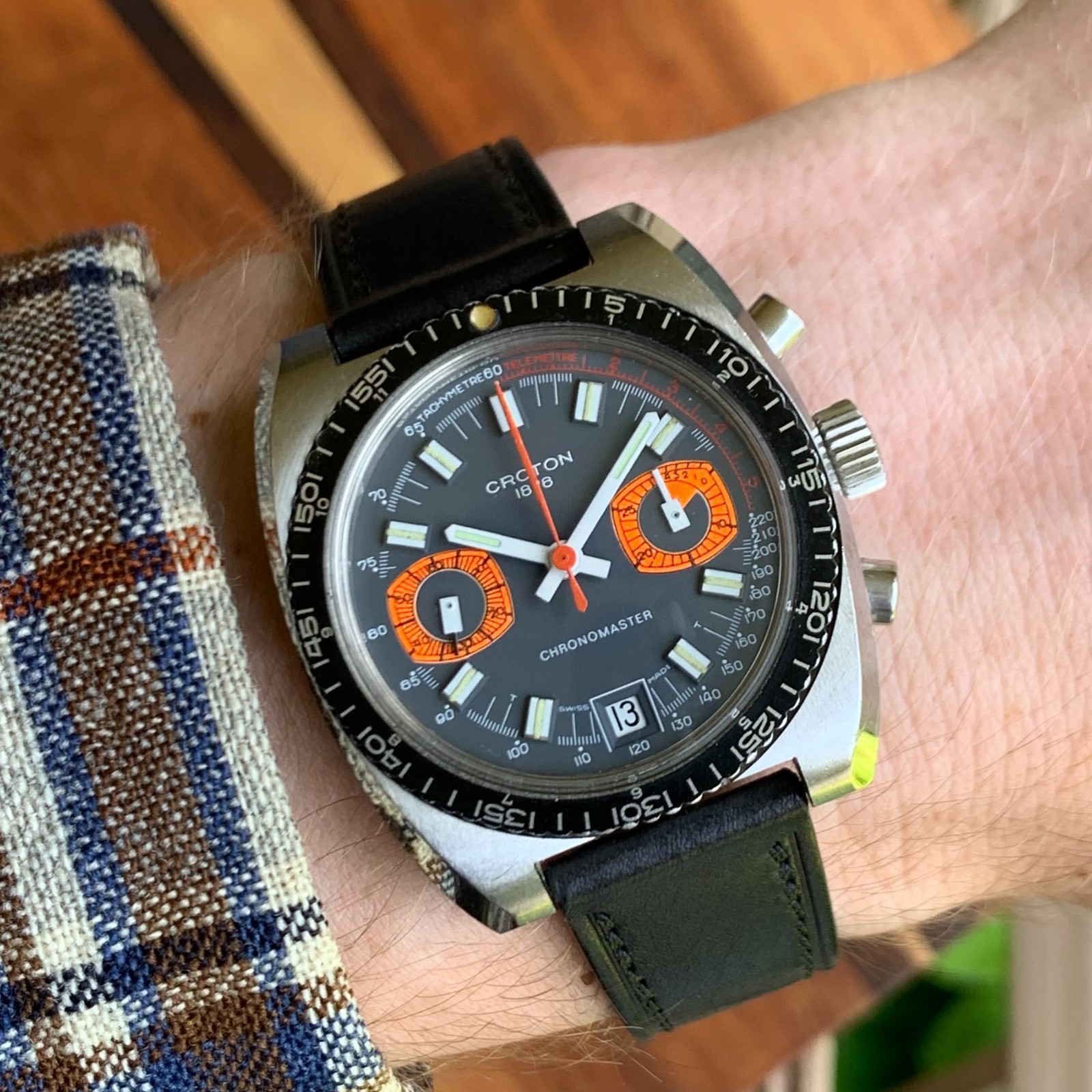Vintage Croton Chronomaster “Dato” Orange 963011 Chronograph 37.5mm – Serviced