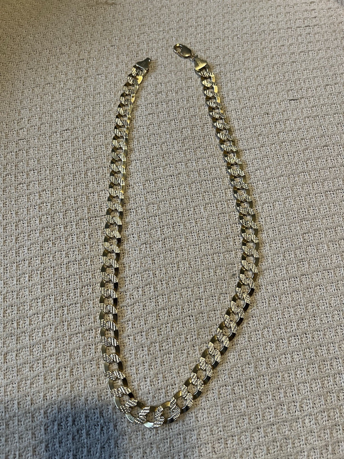 10k Two-Tone Solid Gold Cuban/Curb Link Chain Necklace w/ Lobster Clasp, 8mm 98g