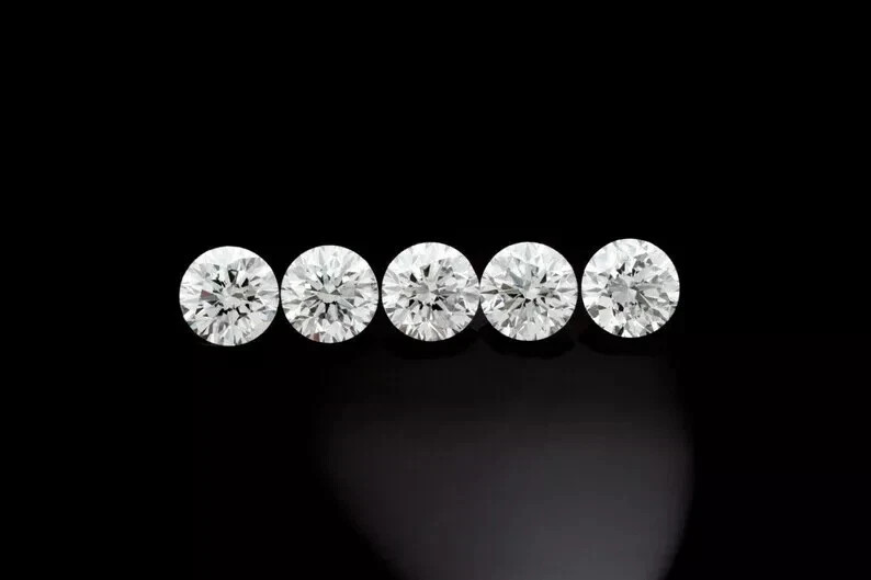 2 Ct Natural White Diamond Round Cut 5 mm 5 Pcs VVS1 D Grade IDGL Certified D1