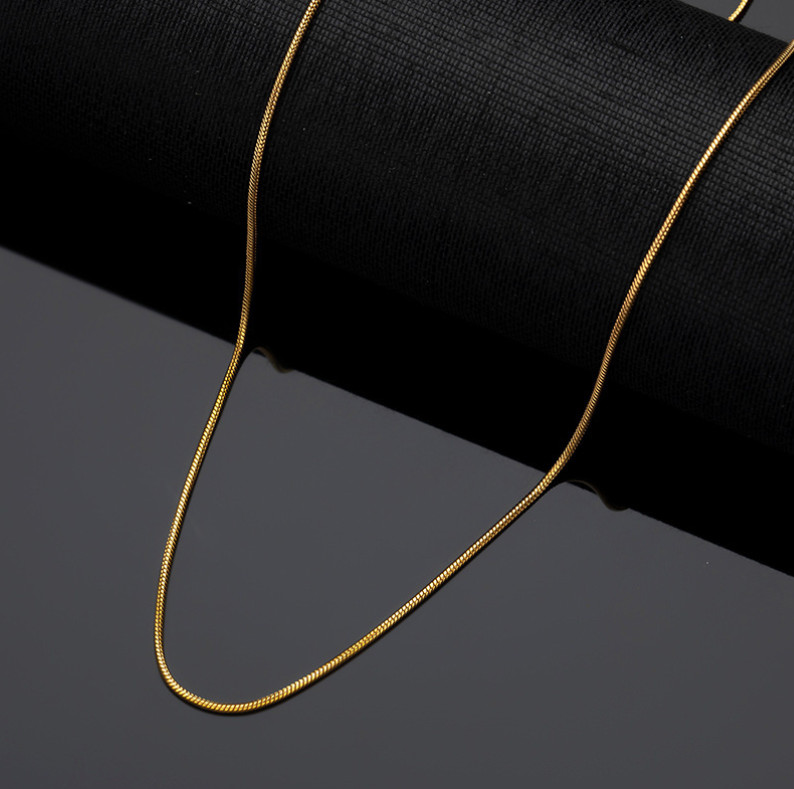 Titanium Stainless Steel 1mm Round Snake Silver Gold Chain Necklace 16-18″ AG