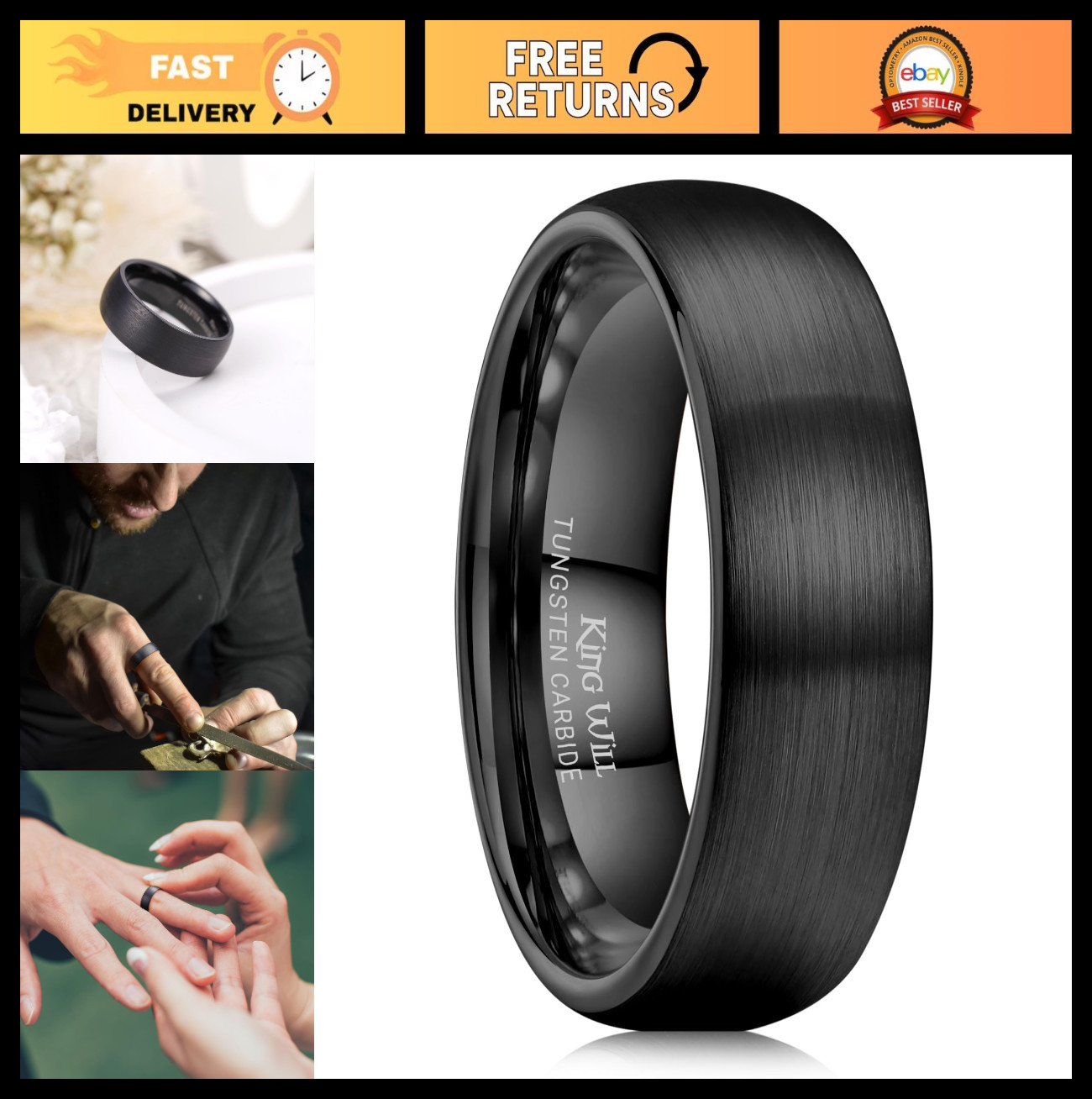 Matte Brushed Tungsten Carbide Wedding Bands for Men & Women, Comfort Fit, 2-8mm