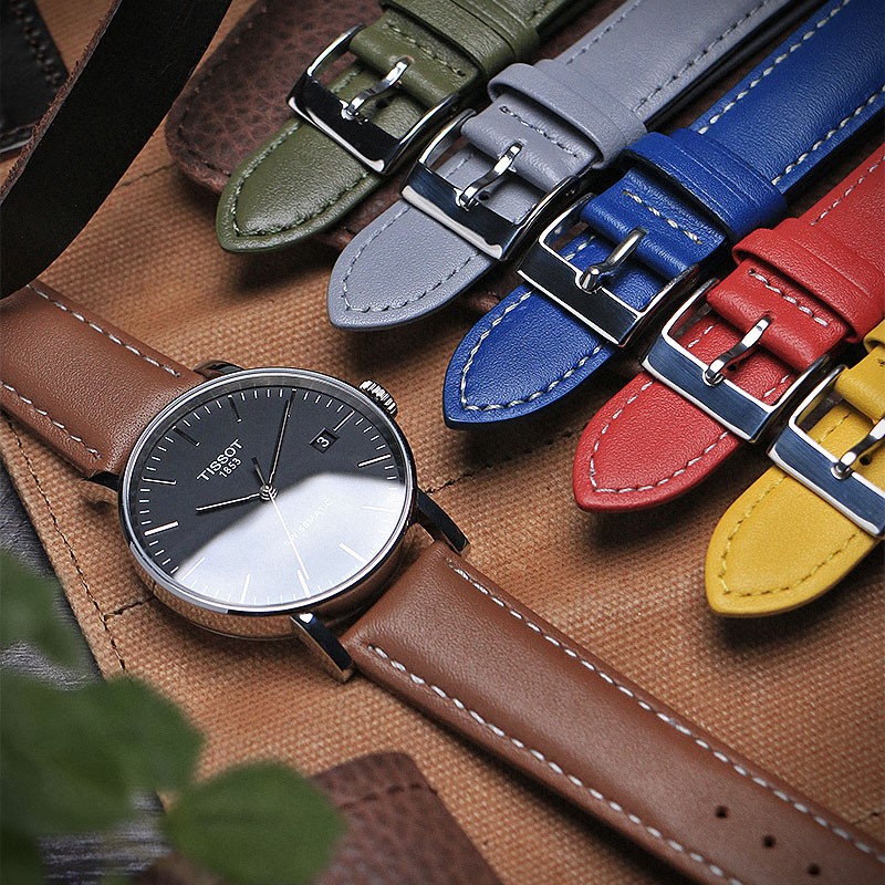 StrapsCo Classic Genuine Leather Men’s Watch Strap Band (Long) 20mm 22mm 24mm