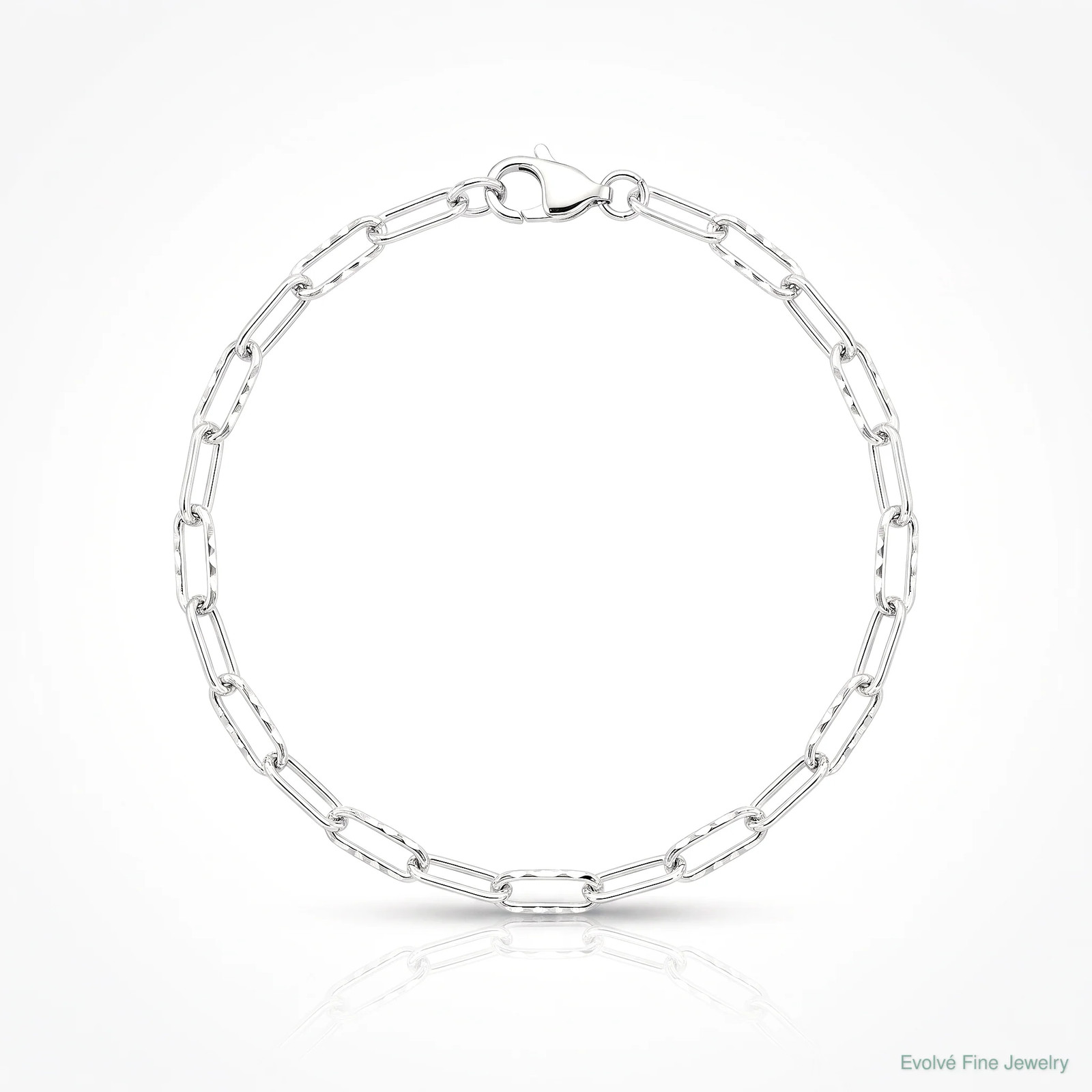 Sterling Silver 3.5mm Diamond-Cut Paperclip Chain Bracelet 7″-8″