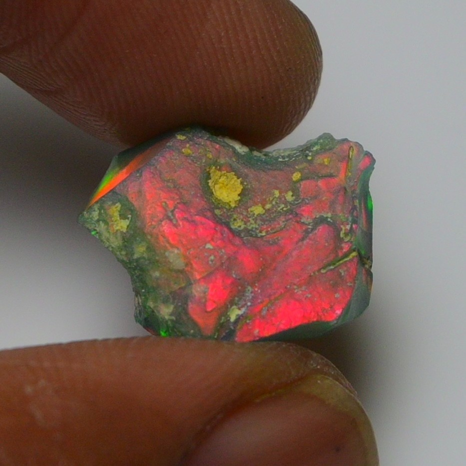 6.7 ct Natural Black Opal Rough Ethiopian, Fire Opal Gemstone, 15x12MM Welo Opal