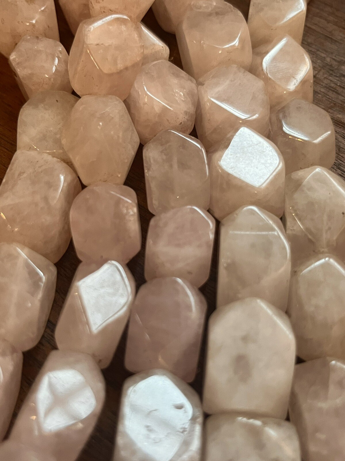 14iN Strand Old Stock Rose Quartz Faceted Nugget Beads Natural Gemstone 20mm