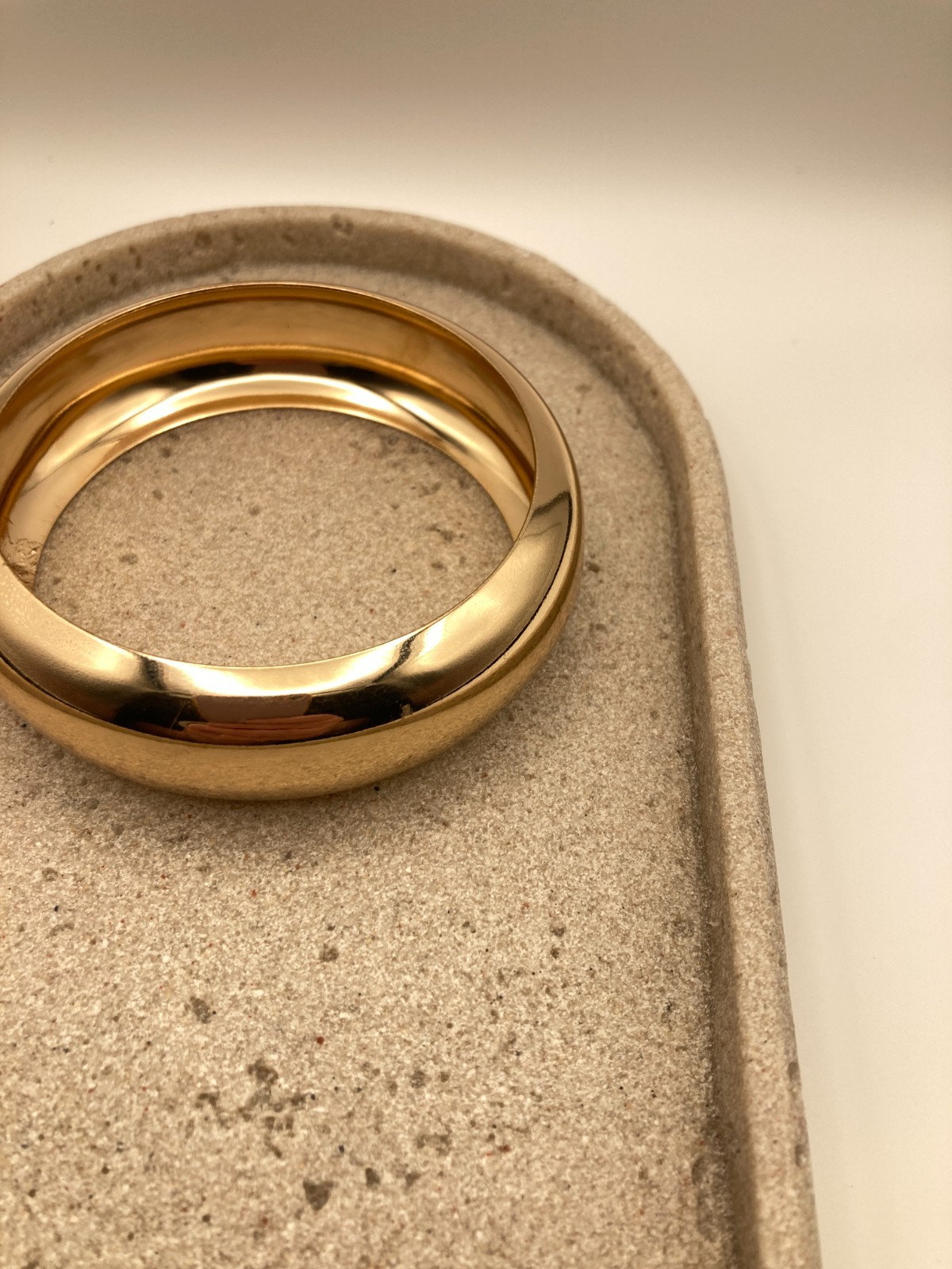 Gold Tone Domed Bangle Bracelet Wide Polished Couture Glossy Statement Chunky