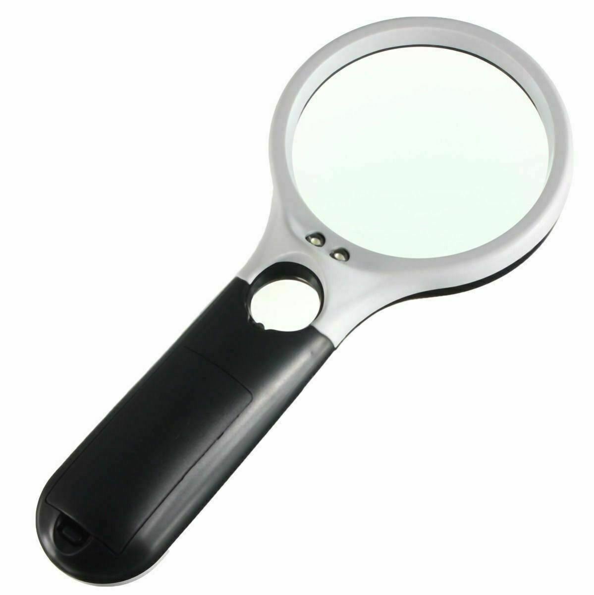 45X Handheld Reading Magnifier with 3 LED Lights Glass Lens for Jewelry