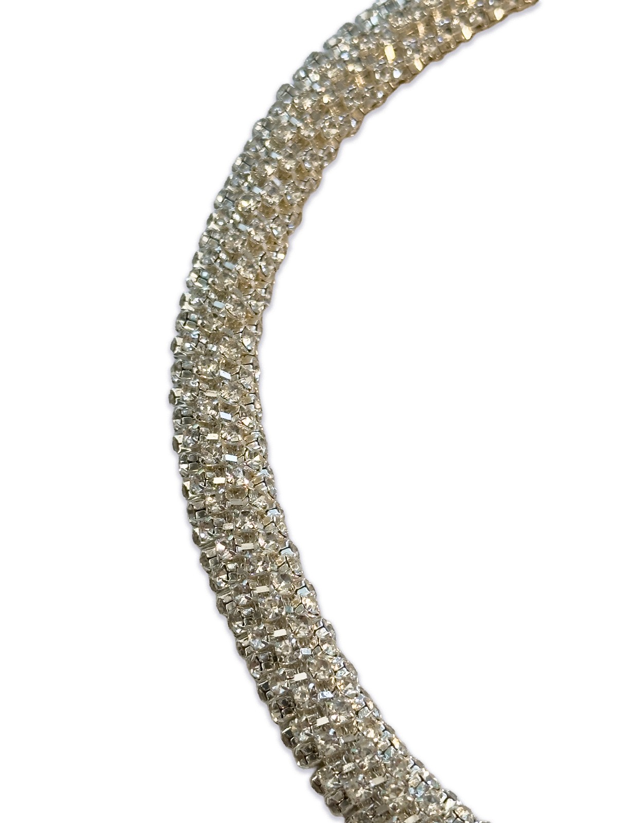 NY Sparkling White Rhinestone Mesh Choker Fashion Necklace