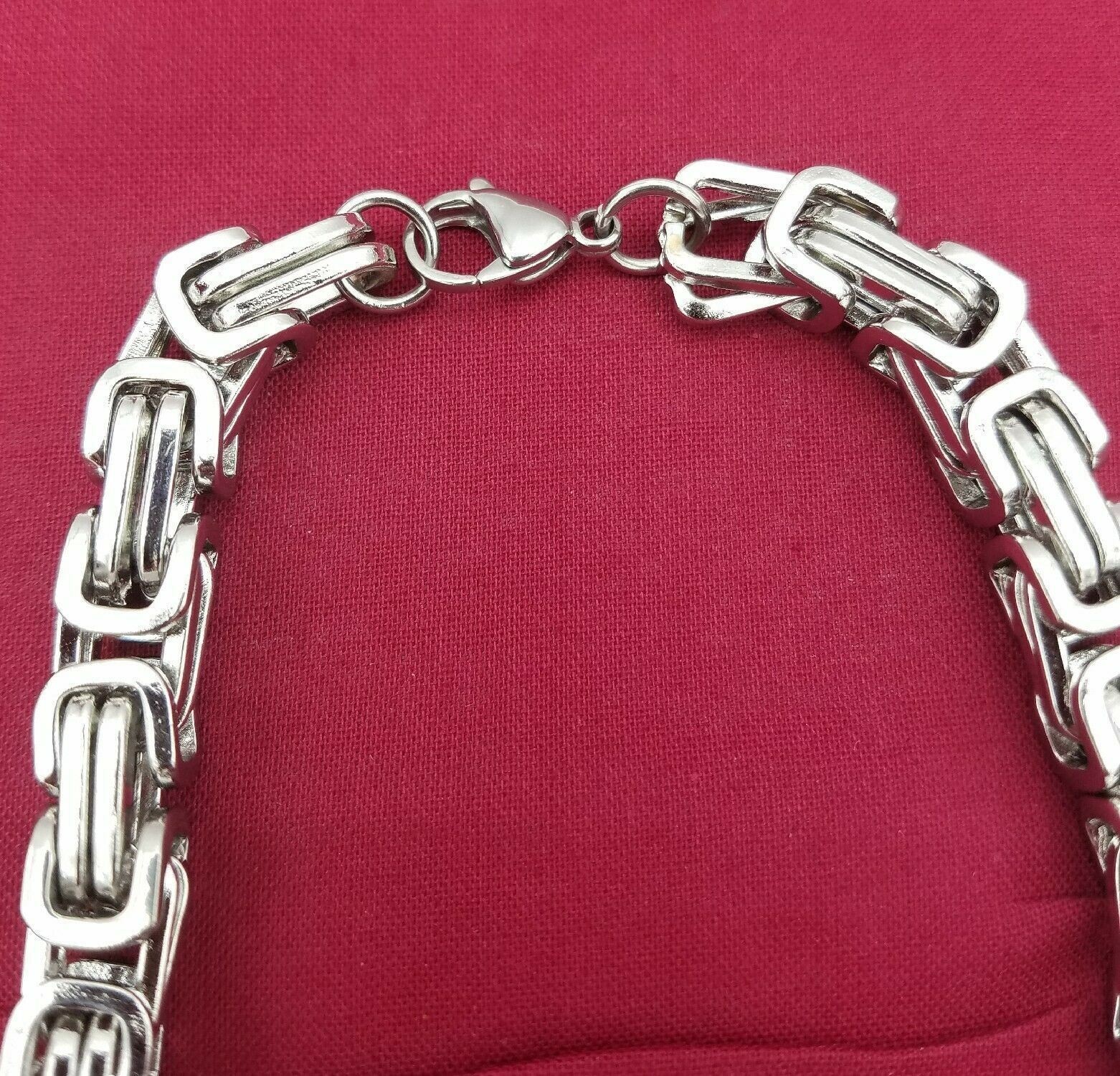 30 INCH STAINLESS STEEL SILVER 8MM BYZANTINE TURKISH BOX CHAIN NECKLACE