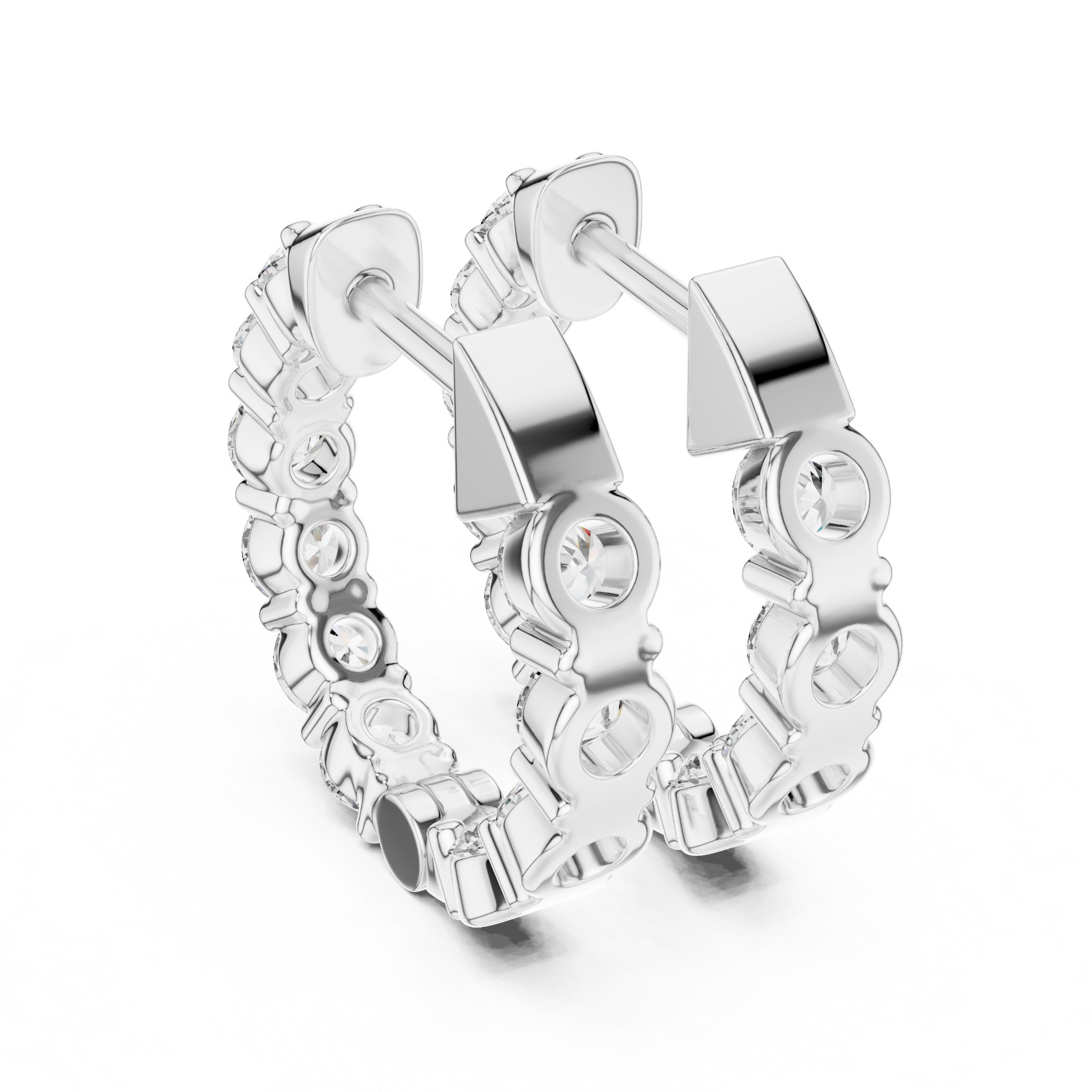 Lab Created Genuine Diamond Hoop Earrings in 925 Solid Sliver