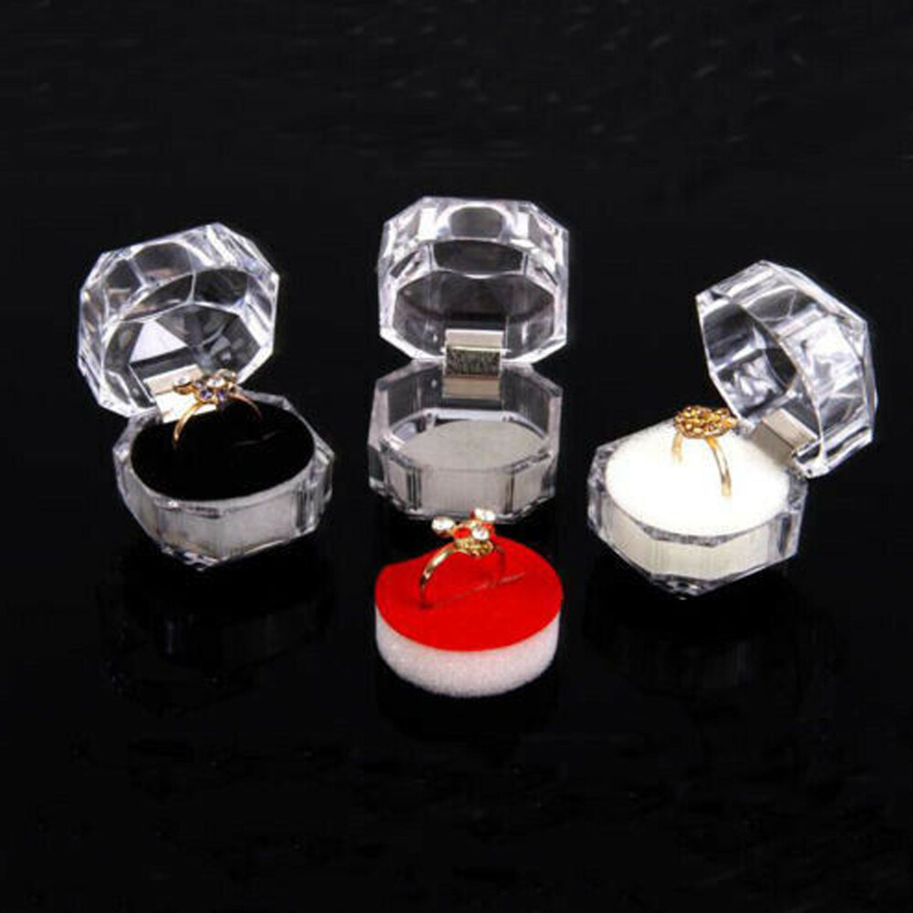 20/40 PCS Plastic Transparent Crystal Lots Jewelry Ring Display storage boxes
