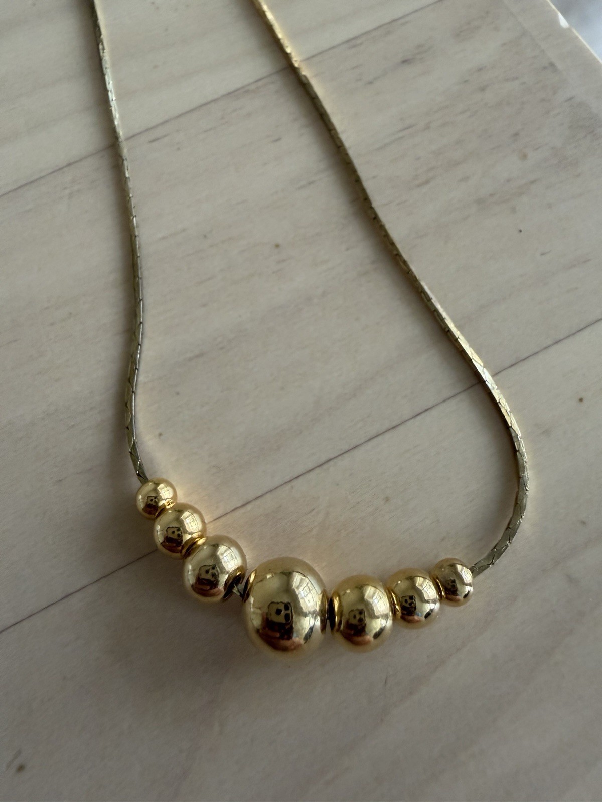 Vintage Slide A Bead Necklace In Gold 17in