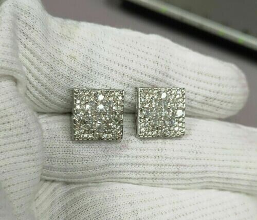 Round Cut Simulated Diamond Lovely Cluster Stud Earrings 14K White Gold Plated