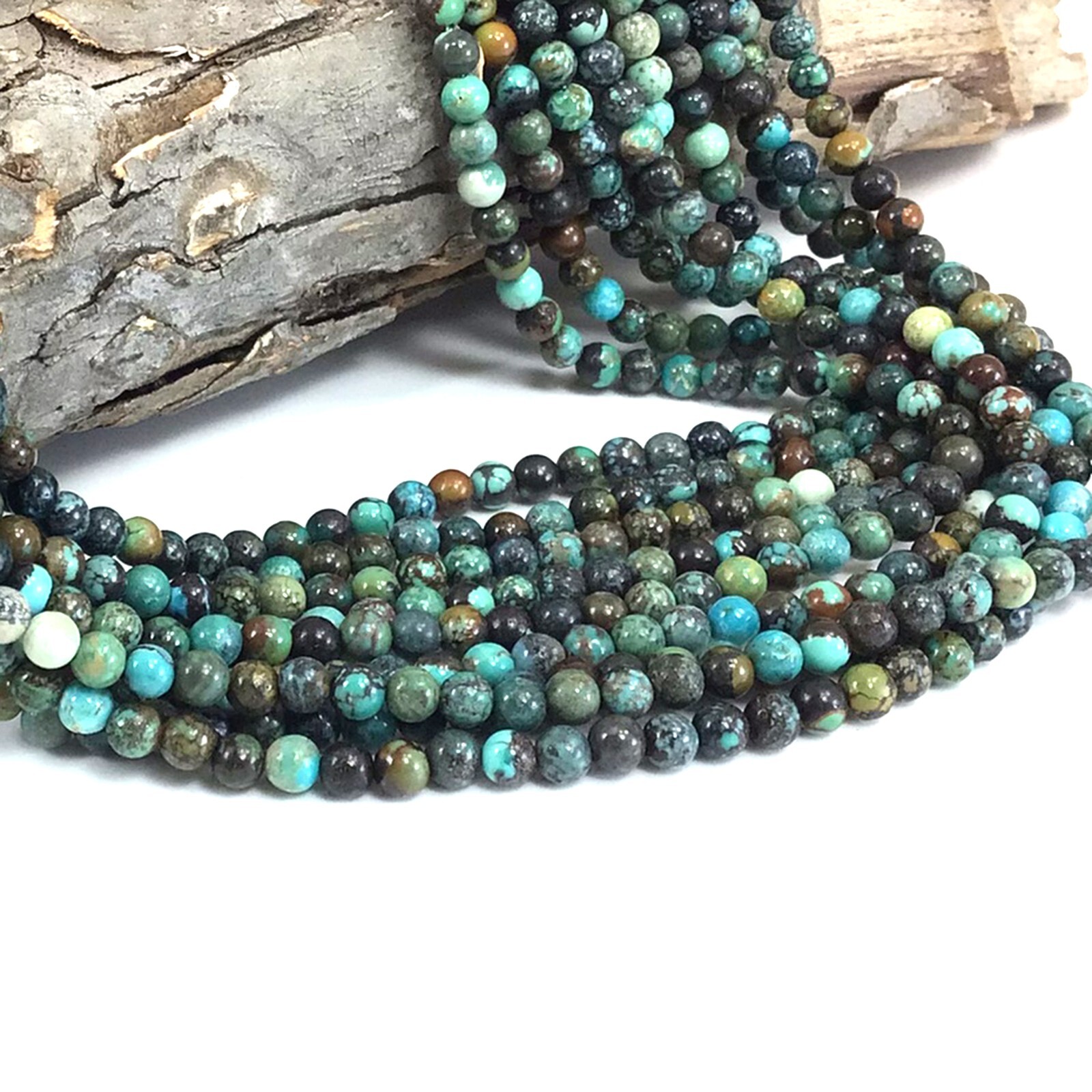 4mm Grade AAA Genuine Natural Turquoise Blue Green Smooth Round Loose Bead 15″