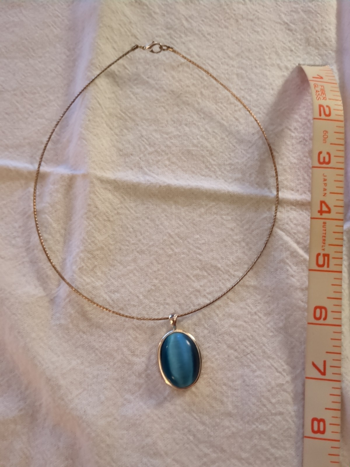 Blue Cat Eye Wire Necklace
