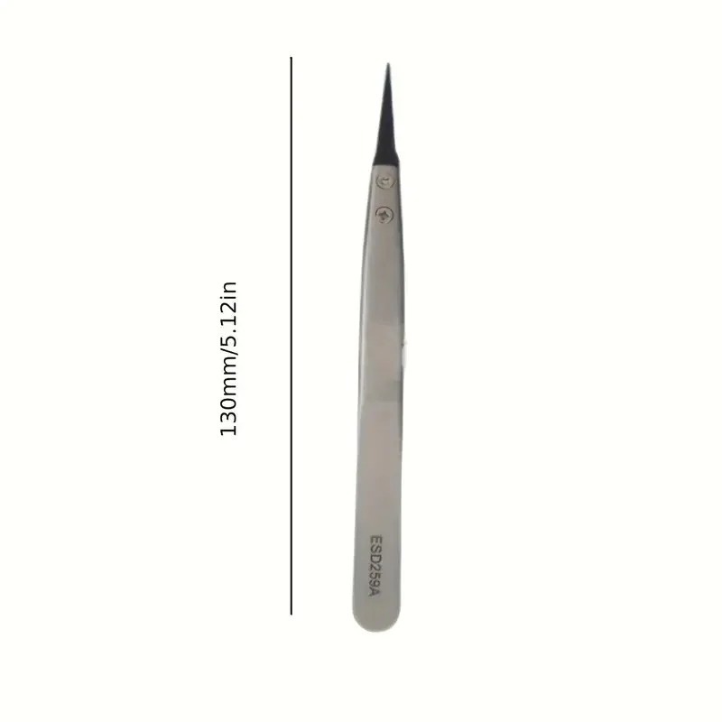 ESD-Safe Precision Tweezers, Anti-Static Tips with Heavy-Duty Metal