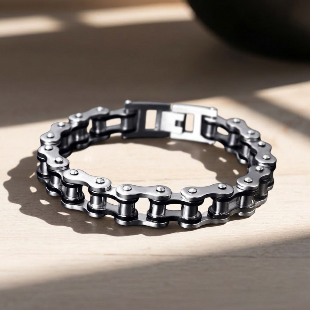 Men’s Stainless Steel Motorcycle Bike Chain Bracelet Biker Jewelry Gift for him