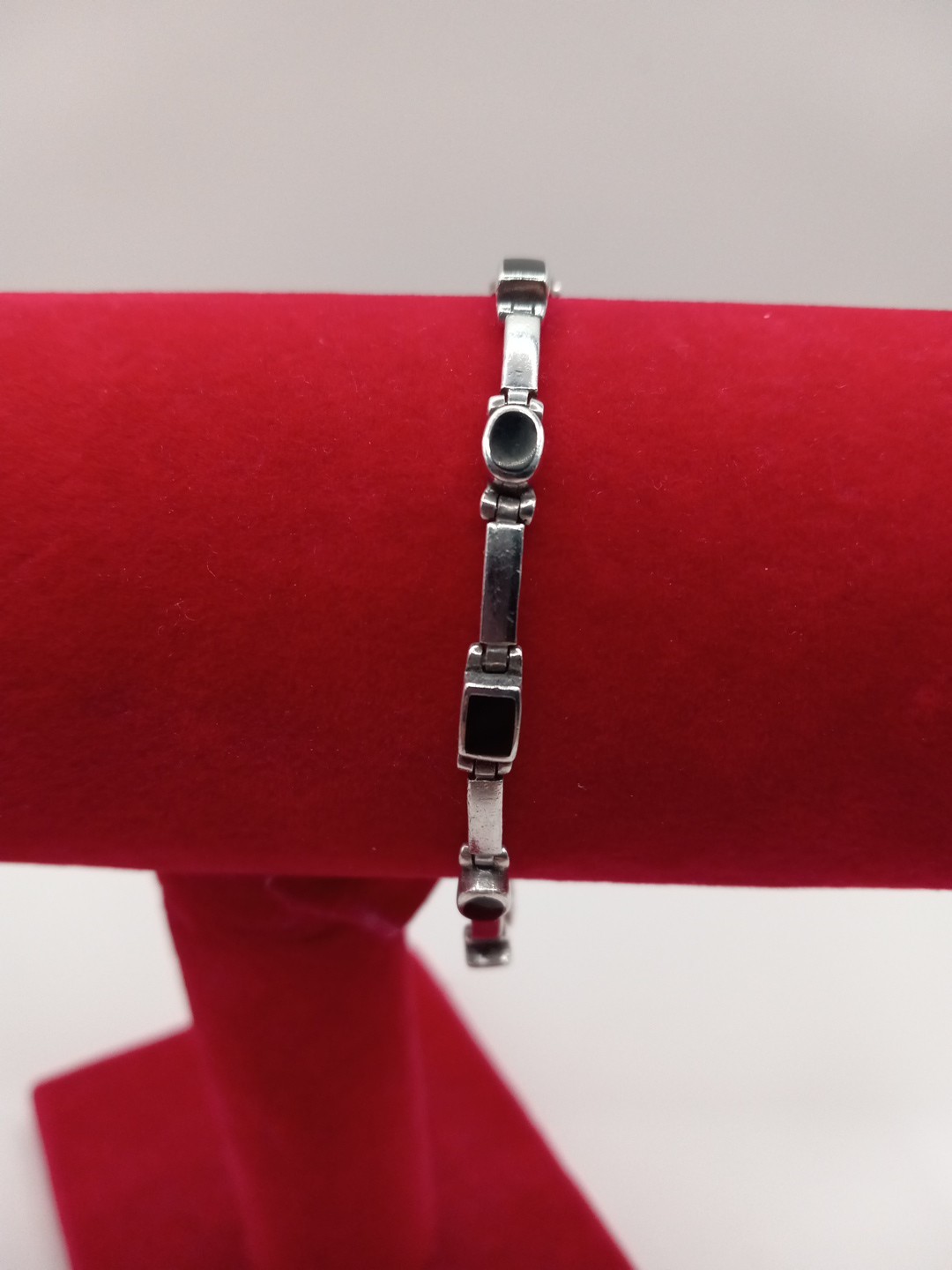 Sterling Silver Black Onyx Tennis Bracelet 7in