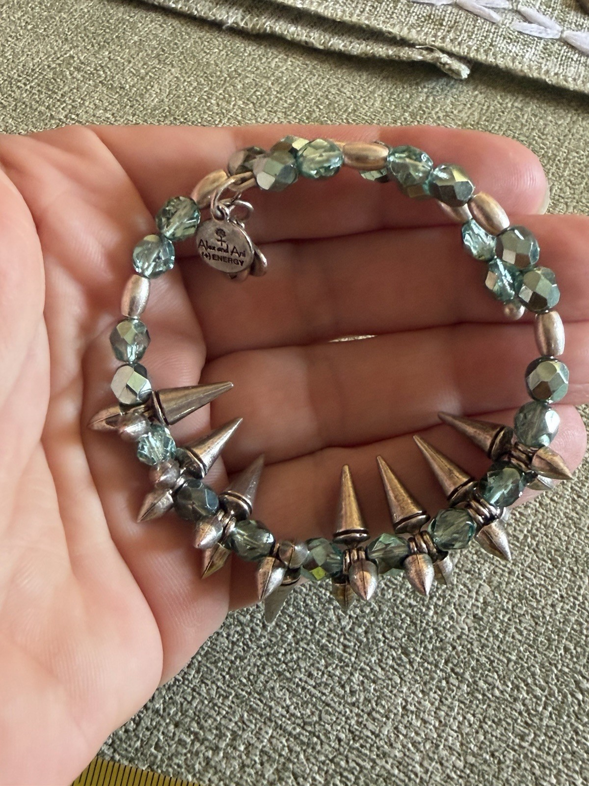 Alex & Ani Teal Spike Silver Wrap Bracelet Vintage 66