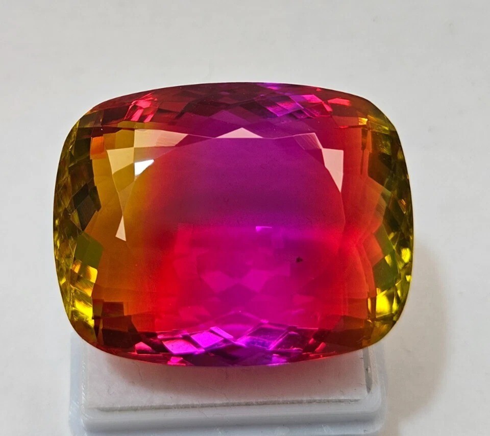 Natural Tourmaline Cushion Cut Bi-Colour 89-90Ct CERTIFIED EGL Loose Gemstone