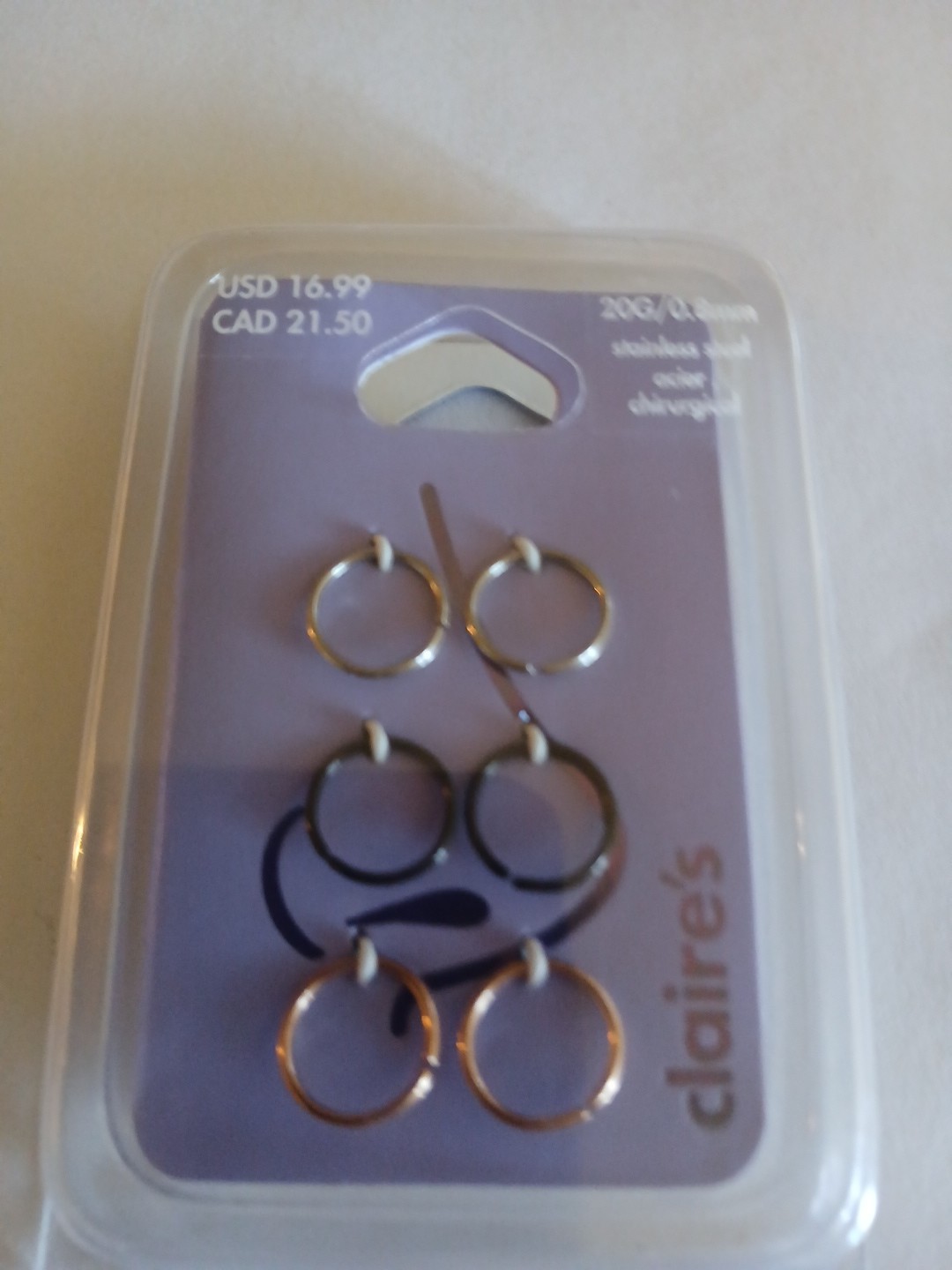Claire’s Closeout Nose Piercing Jewelry 20g/0.8mm MSRP $16.99