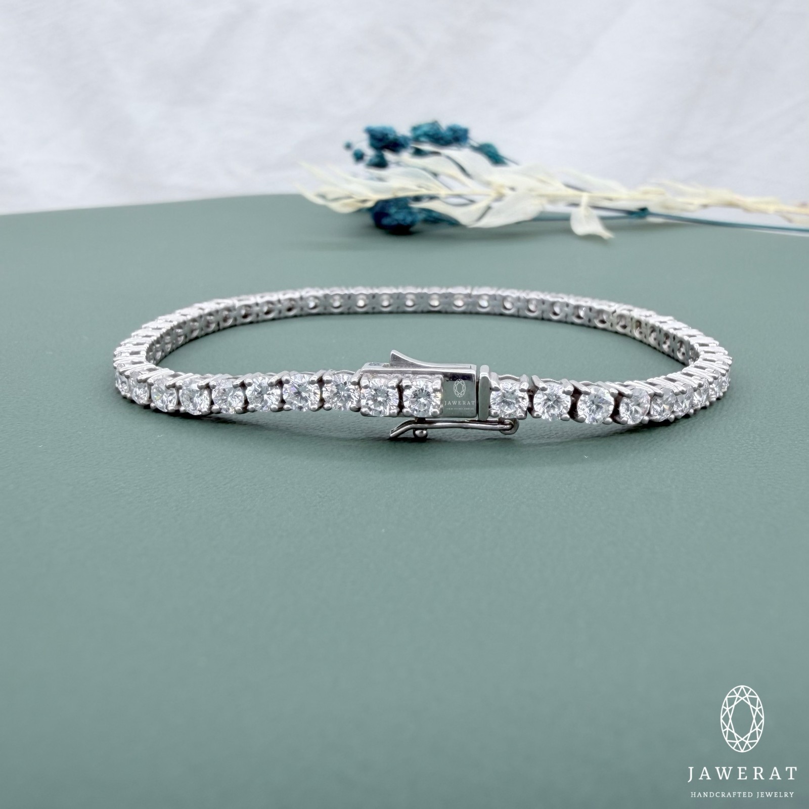 3mm Round Moissanite Tennis Bracelet, Four Prong Setting, Bridal Wedding Jewelry