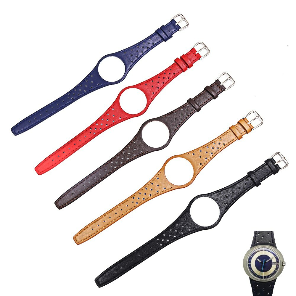 For Man Omega Dynamic Real Calf Leather Watch Band with silver steel Buckle