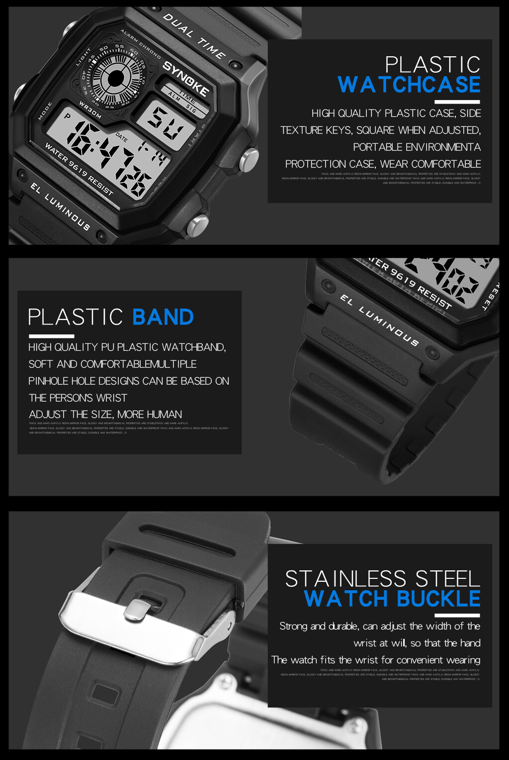 Men’s Military Sports Watch LED Screen Large Digital Face Waterproof Wristwatch