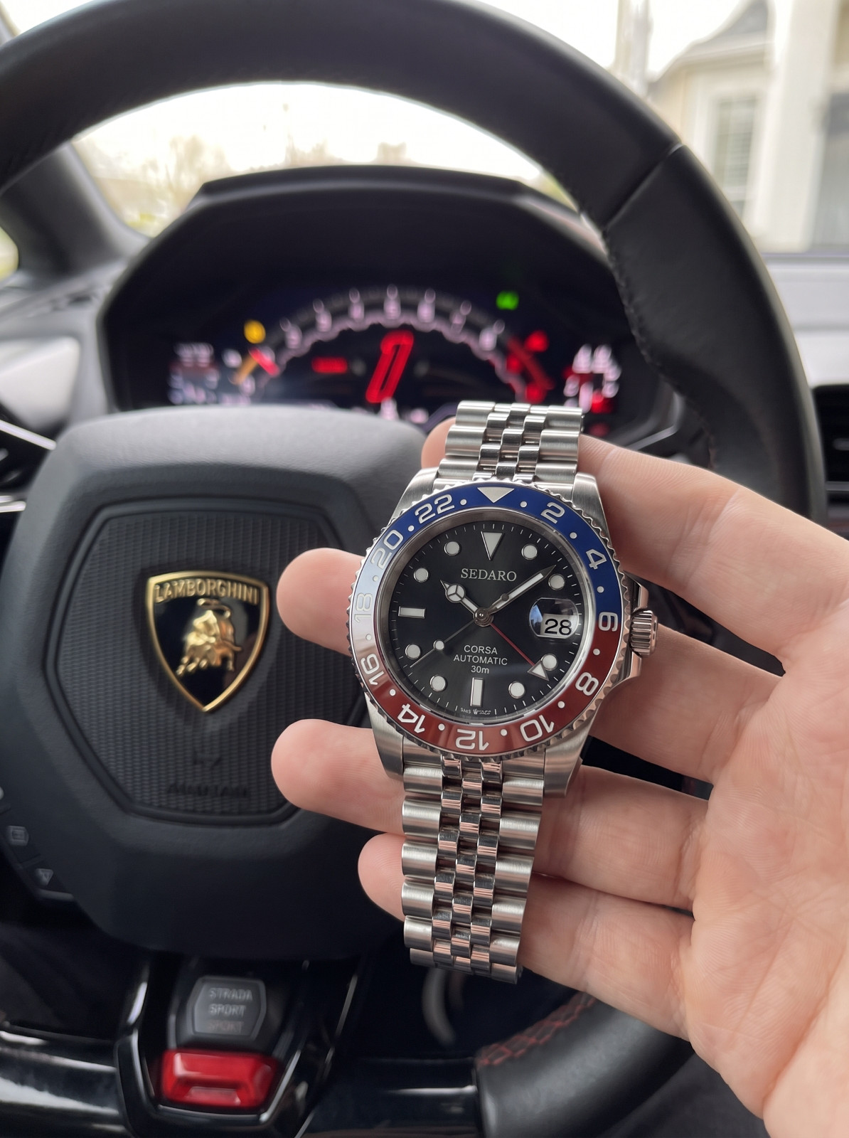 SEDARO GMT Style Watch Japanese NH35 Automatic Pepsi Bezel Sapphire 41mm