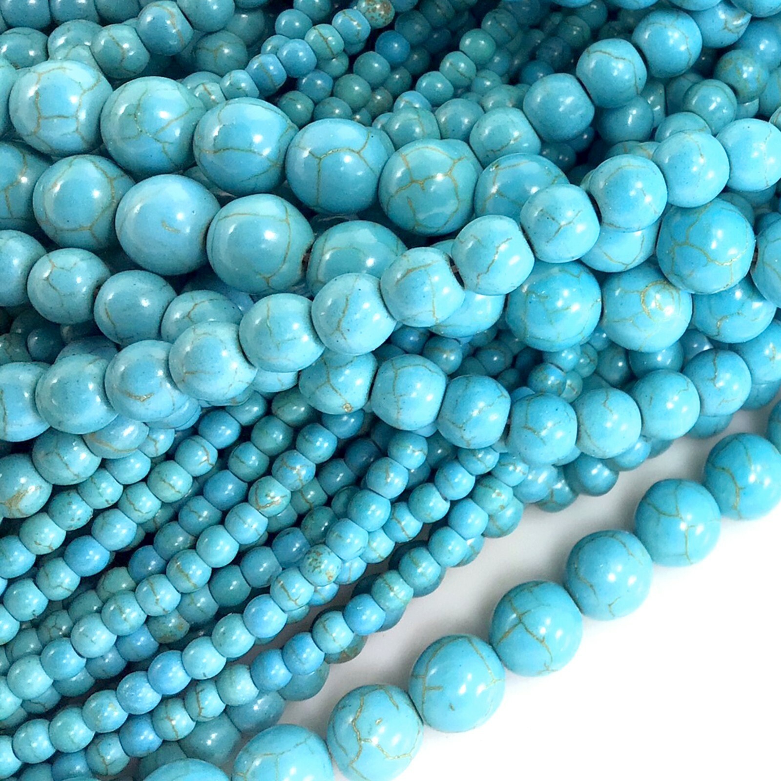 Gemstone Blue Magnesite Turquoise Round Loose Bead 15″ strand 4mm 6mm 8 10 12mm