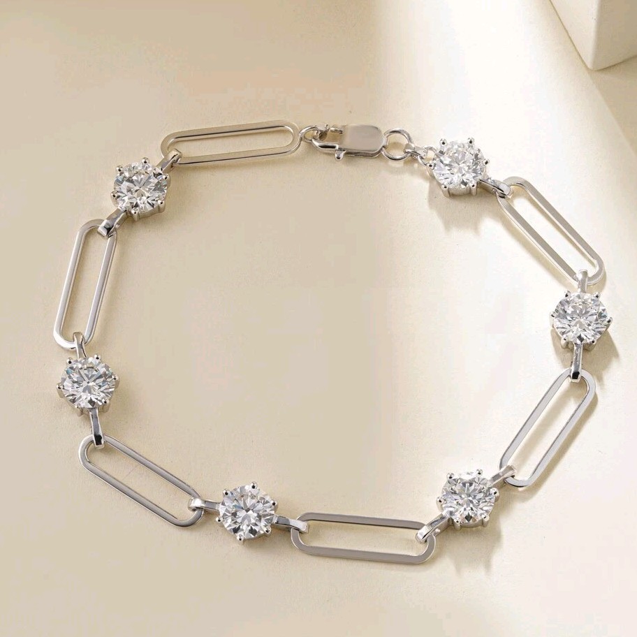 12 Ct Treated Certified Amazing White Diamond Chain Bracelet In 925 Silver