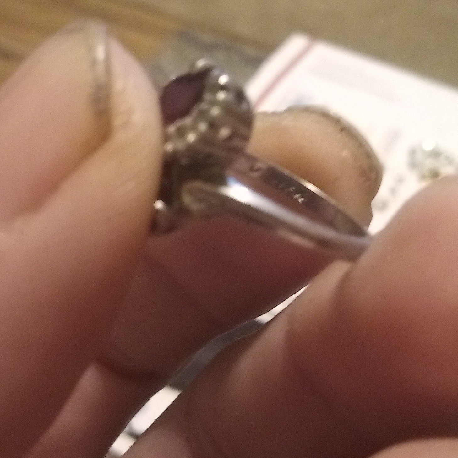 Silver Tone Bypass Cocktail Ring 2 Oval Red Stones Prong Set Size 3