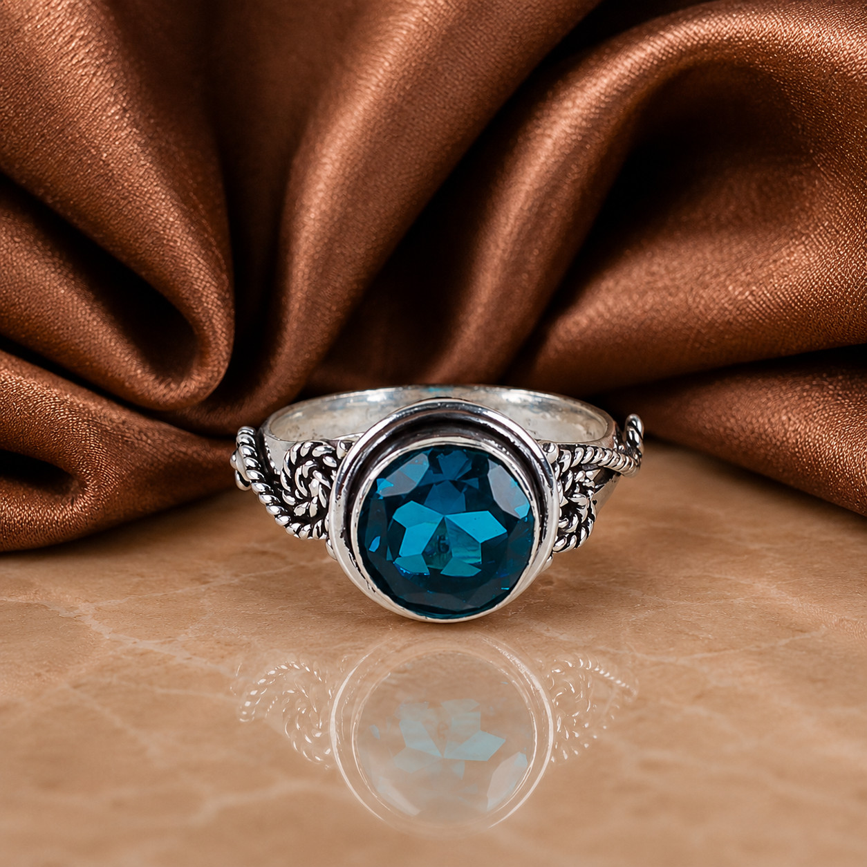 Moroxite Gemstone 925 Stamped Silver Statement Jewelry Woman’s Ring Gift For Her