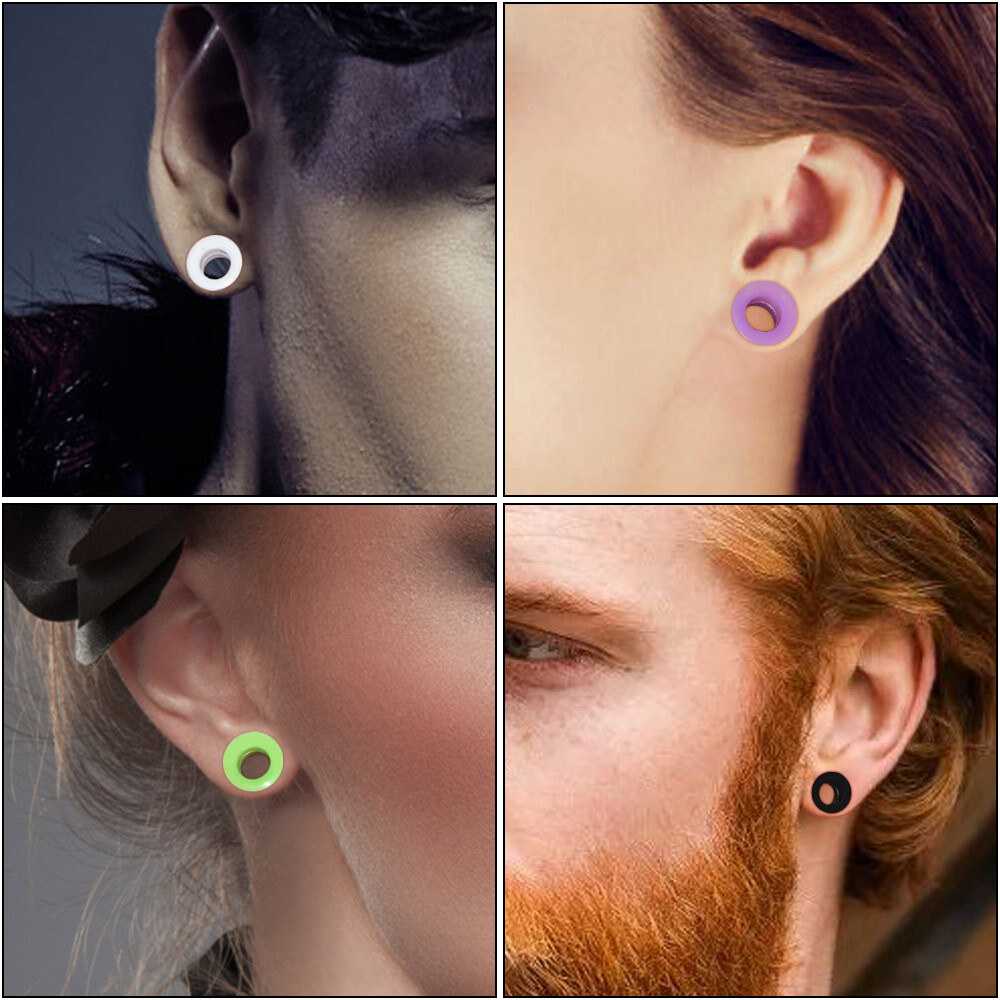 2piece Thick/Thin FLESH TUNNELS-Silicone Ear Skins-Ear Gauges-Soft Ear plugs