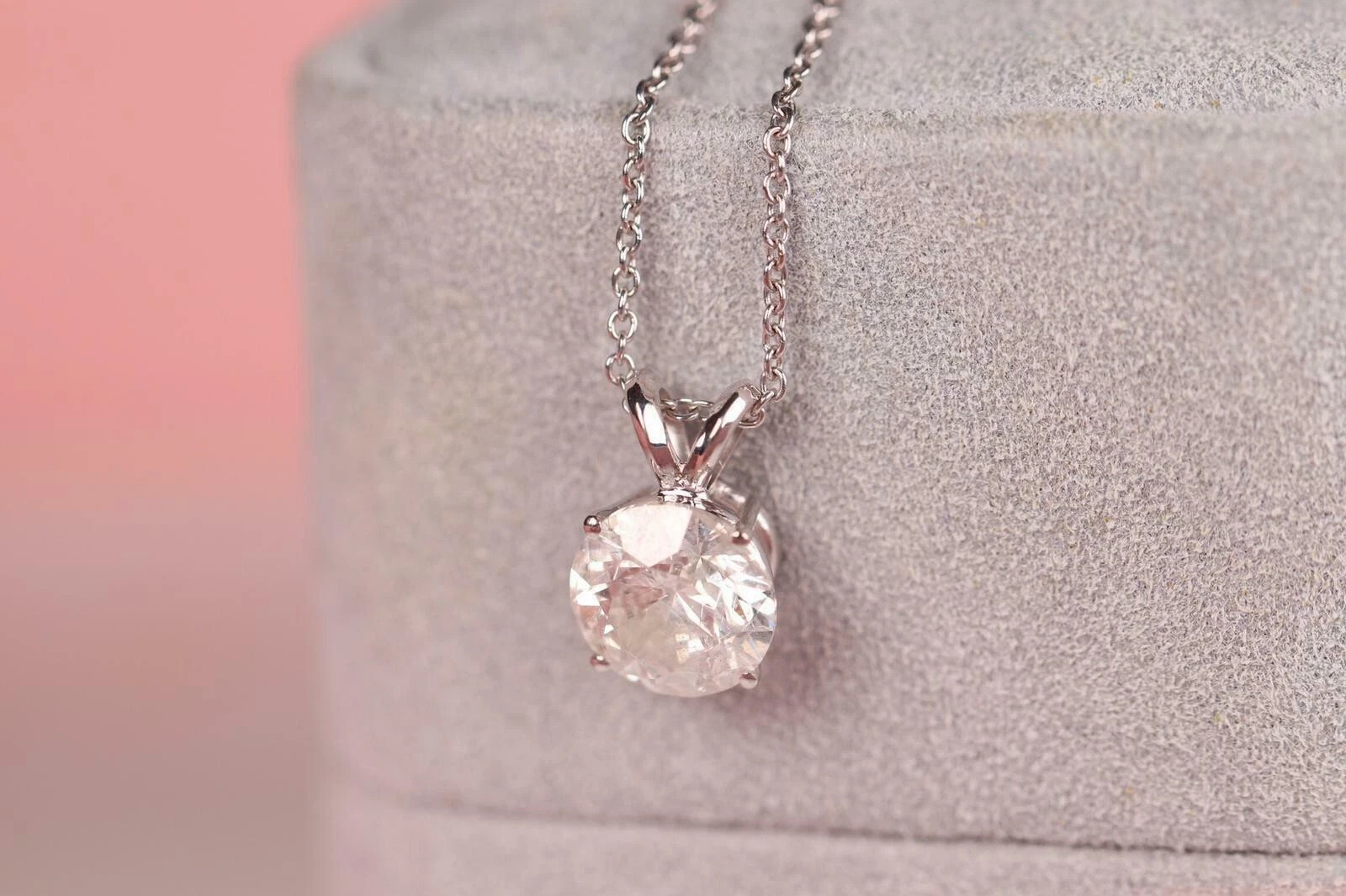 1.50Ct Round Lab Created Diamond Solitaire Pendant Necklace 14K White Gold Over