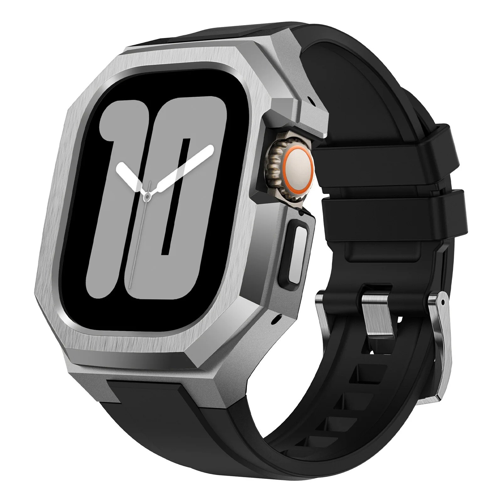 Stainless Steel Case Rubber Strap Mod Kit For Apple Watch Ultra 9 8 7 45/44/49mm
