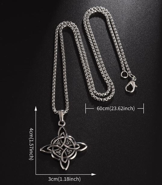 New Silver Witch’s Irish Protection Triquetra Trinity Knot Pendant Necklace