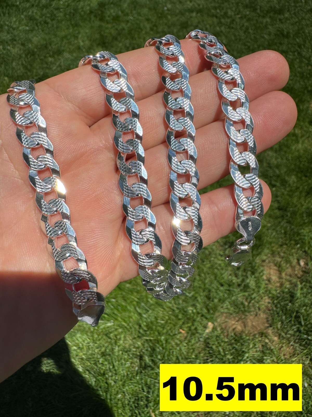 Solid 925 Silver Diamond Cut Flat Miami Curb Cuban Link Chain Necklace 3-11mm